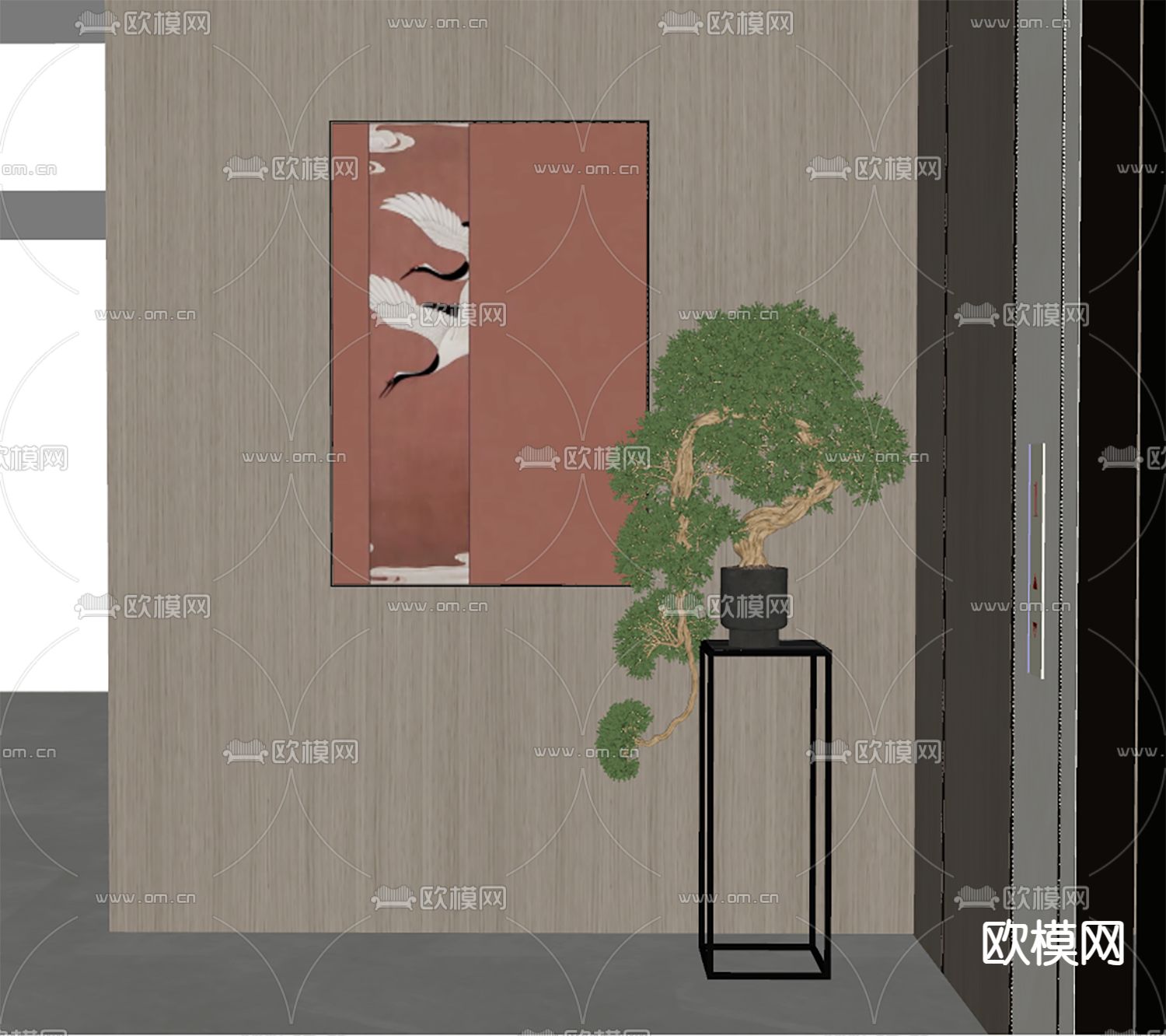 新中式盆栽su模型下载（渲染图1）