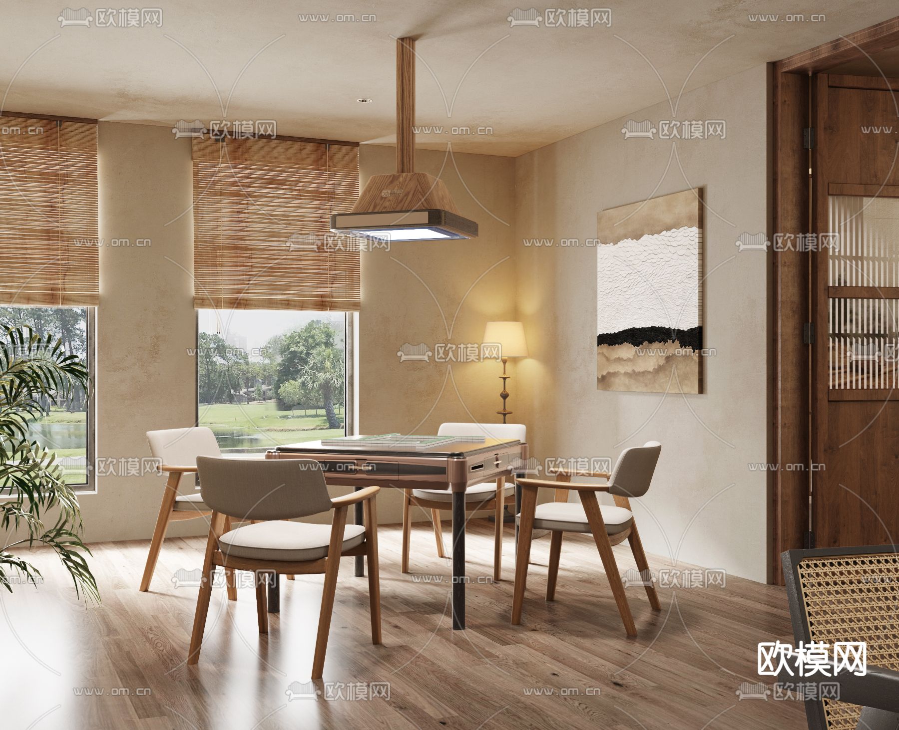 侘寂风棋牌室su模型下载（渲染图3）