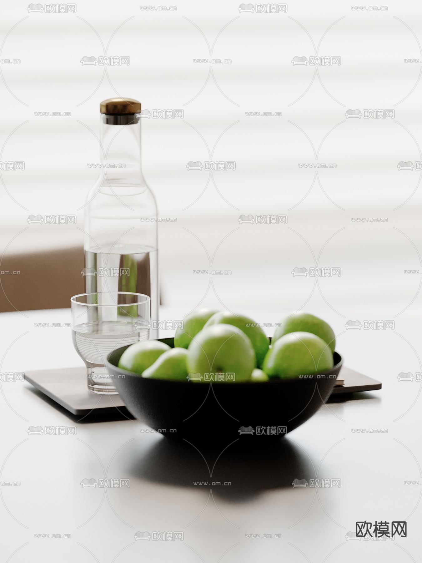 水杯 水瓶 碗 水果 食物su模型下载（渲染图2）