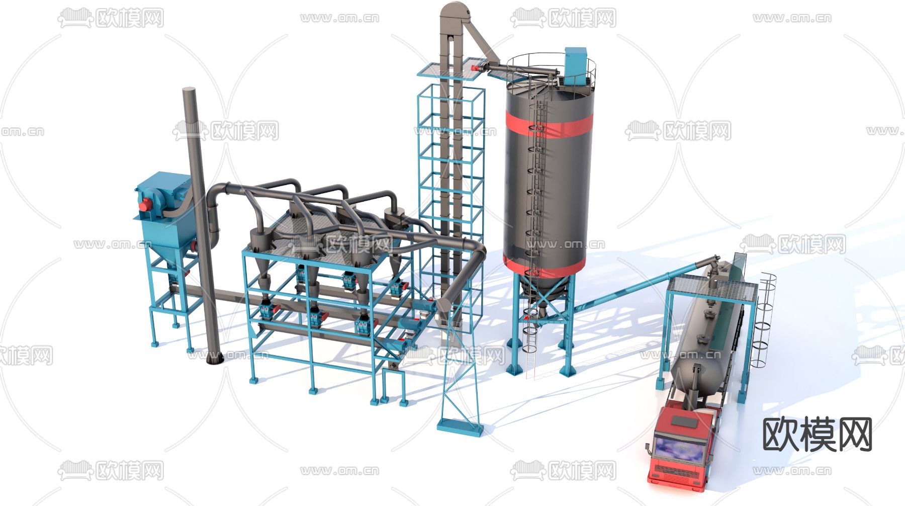 工业设备 水泥搅拌机3d模型下载