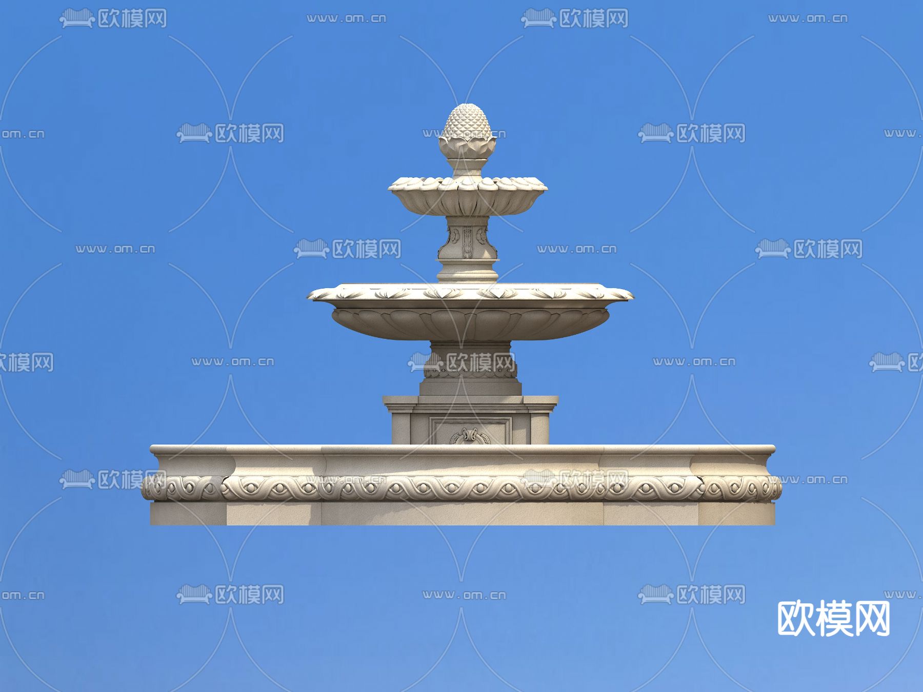 户外喷水池 喷泉3d模型下载（渲染图2）