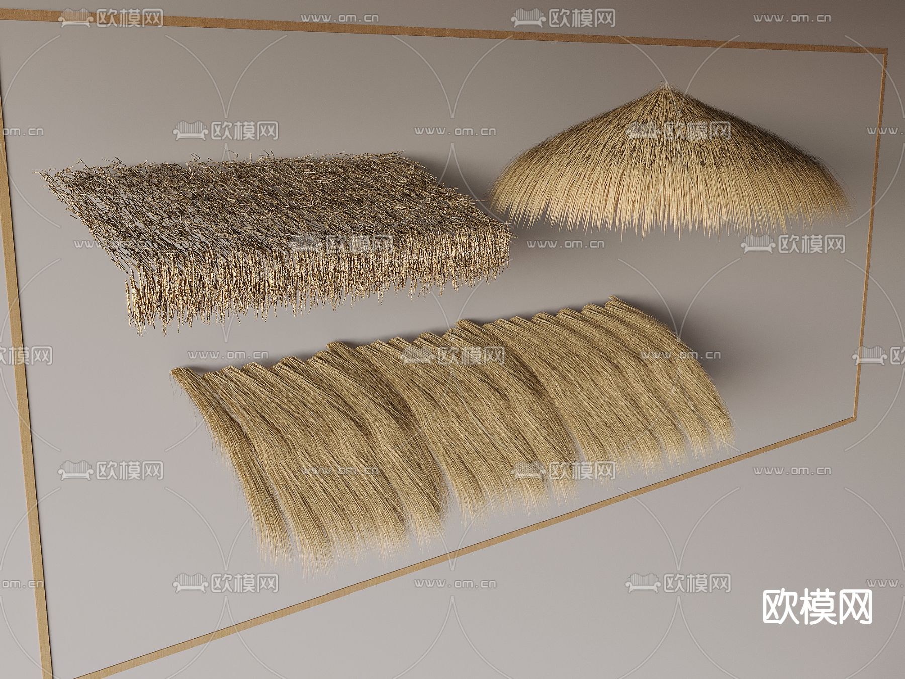 茅草遮阳棚 稻草棚 茅草屋顶3d模型下载