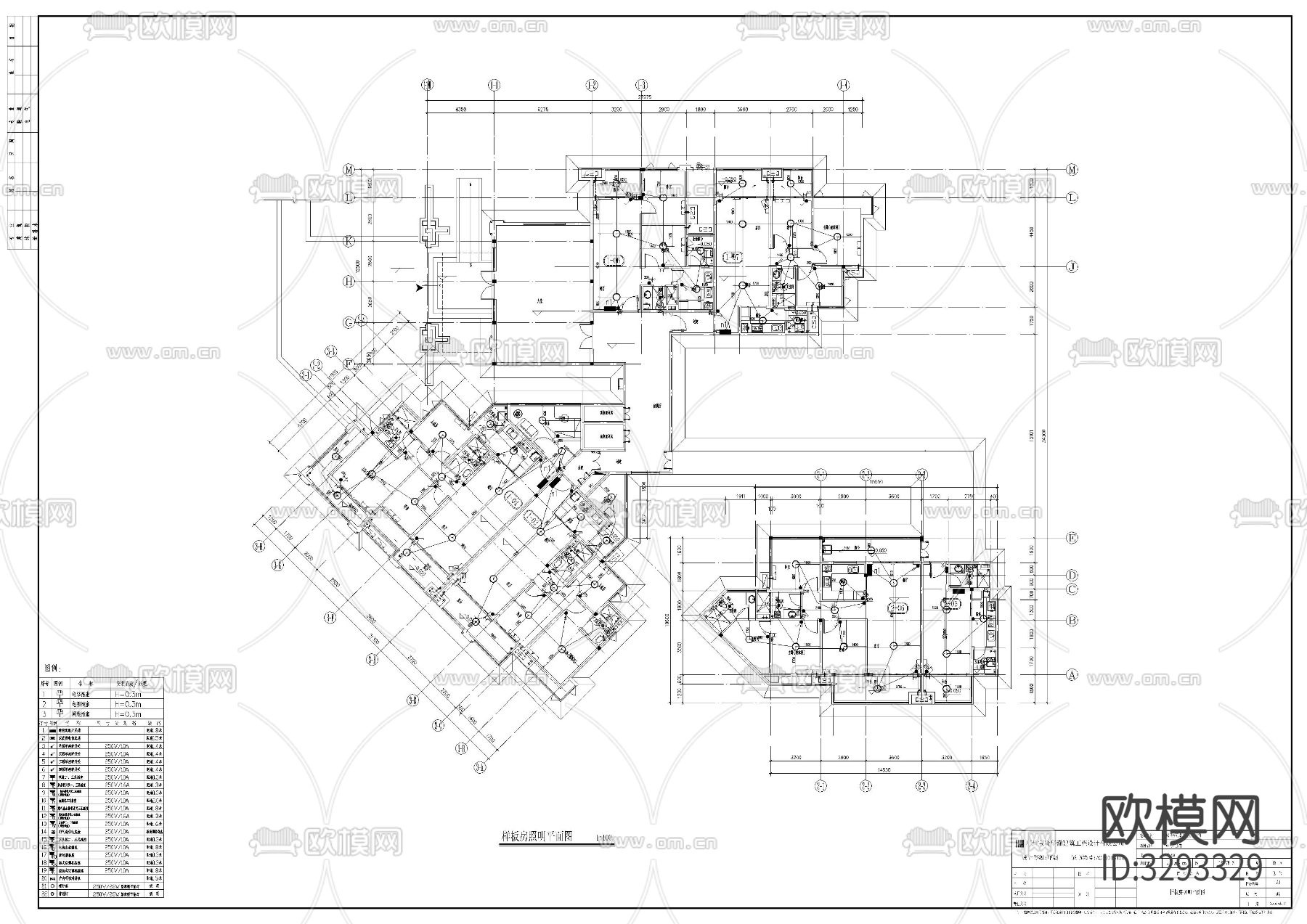 小区高层样板房cad电气施工图下载（渲染图7）