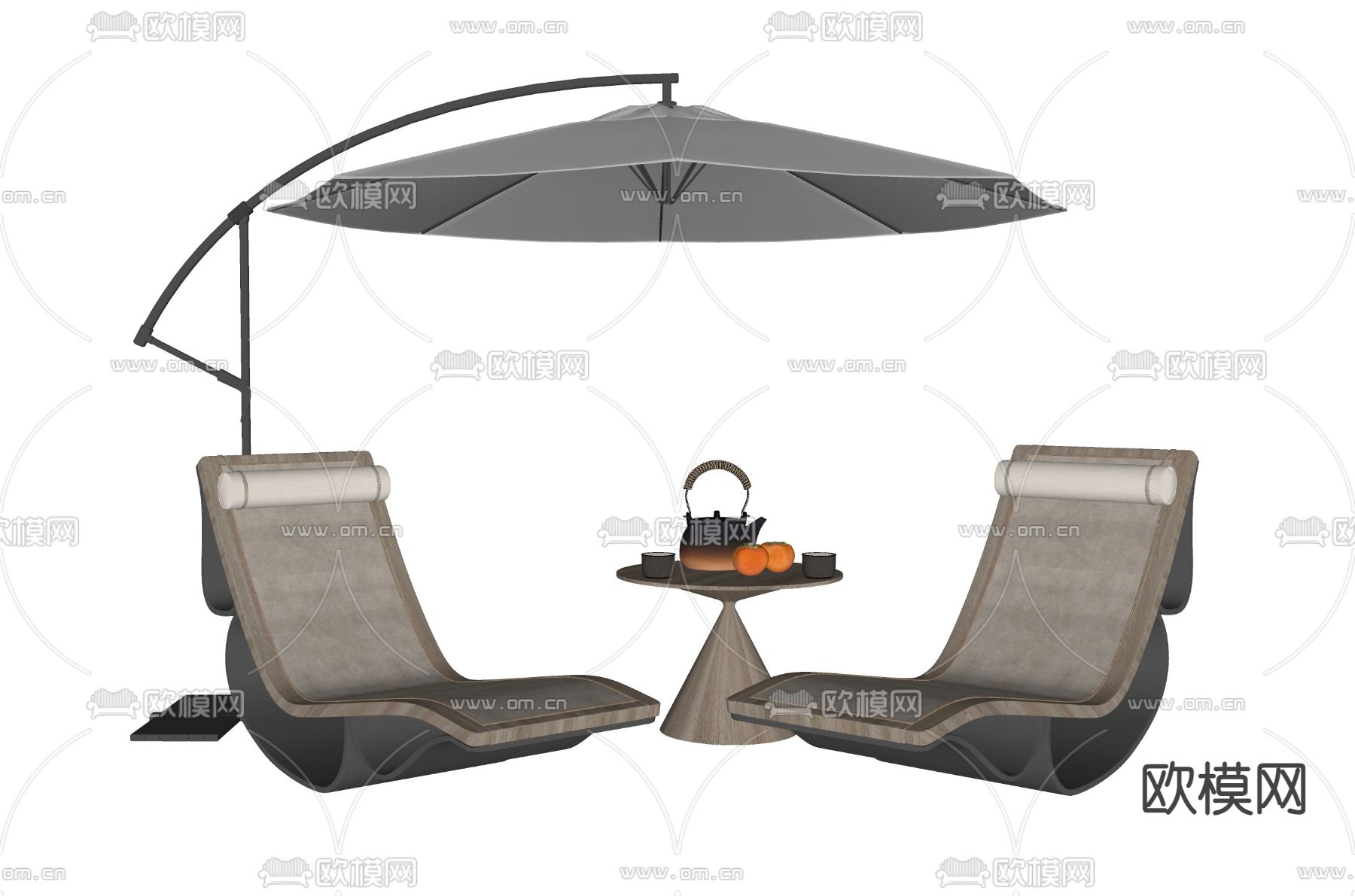 现代户外椅 摇摇椅su模型下载（渲染图1）