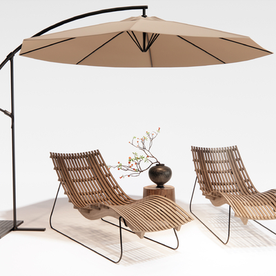  现代户外躺椅su模型 