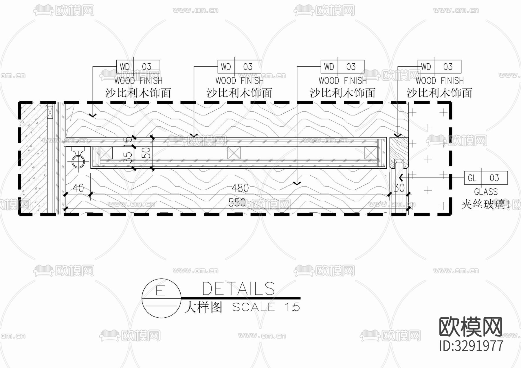儿童房书桌衣柜榻榻米cad施工大样详图下载（渲染图3）