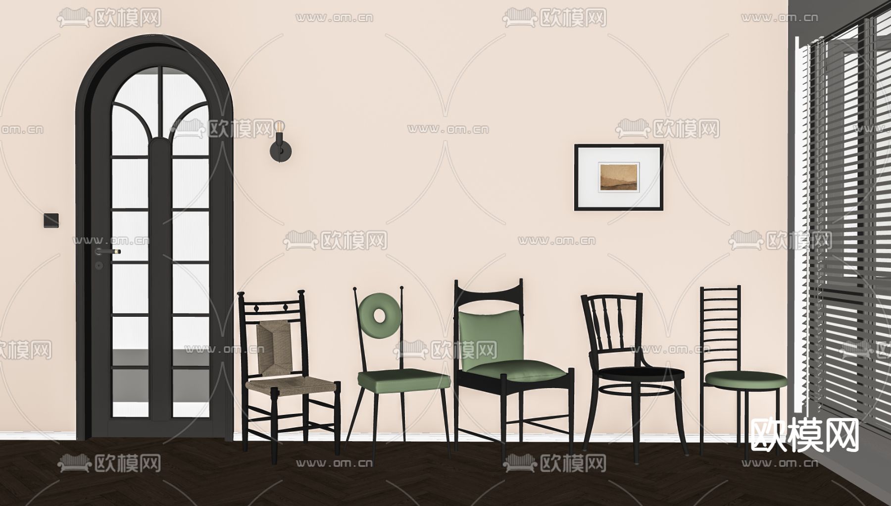 法式椅子 餐椅 单椅su模型下载（渲染图1）