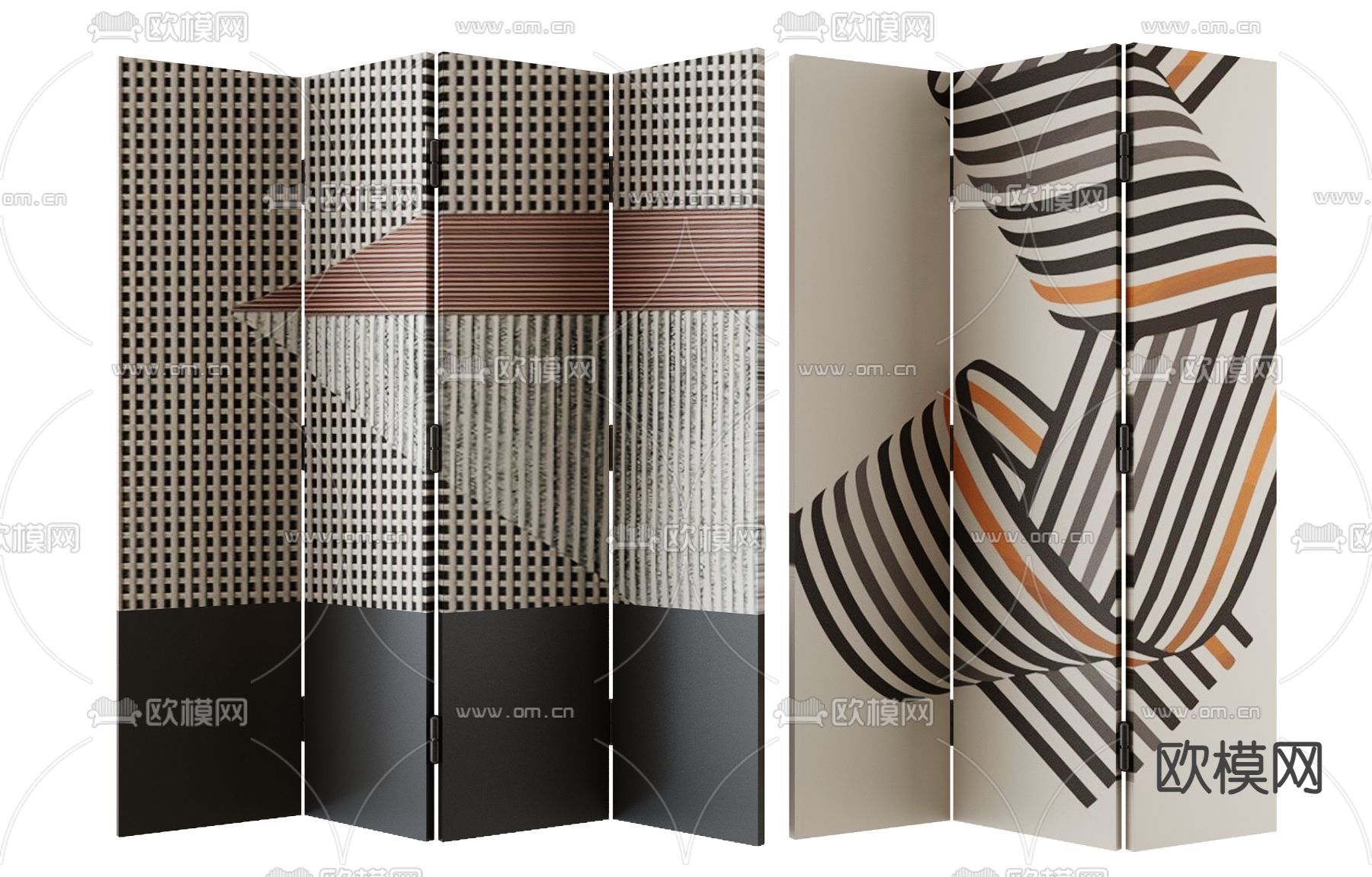 中古风屏风3d模型下载