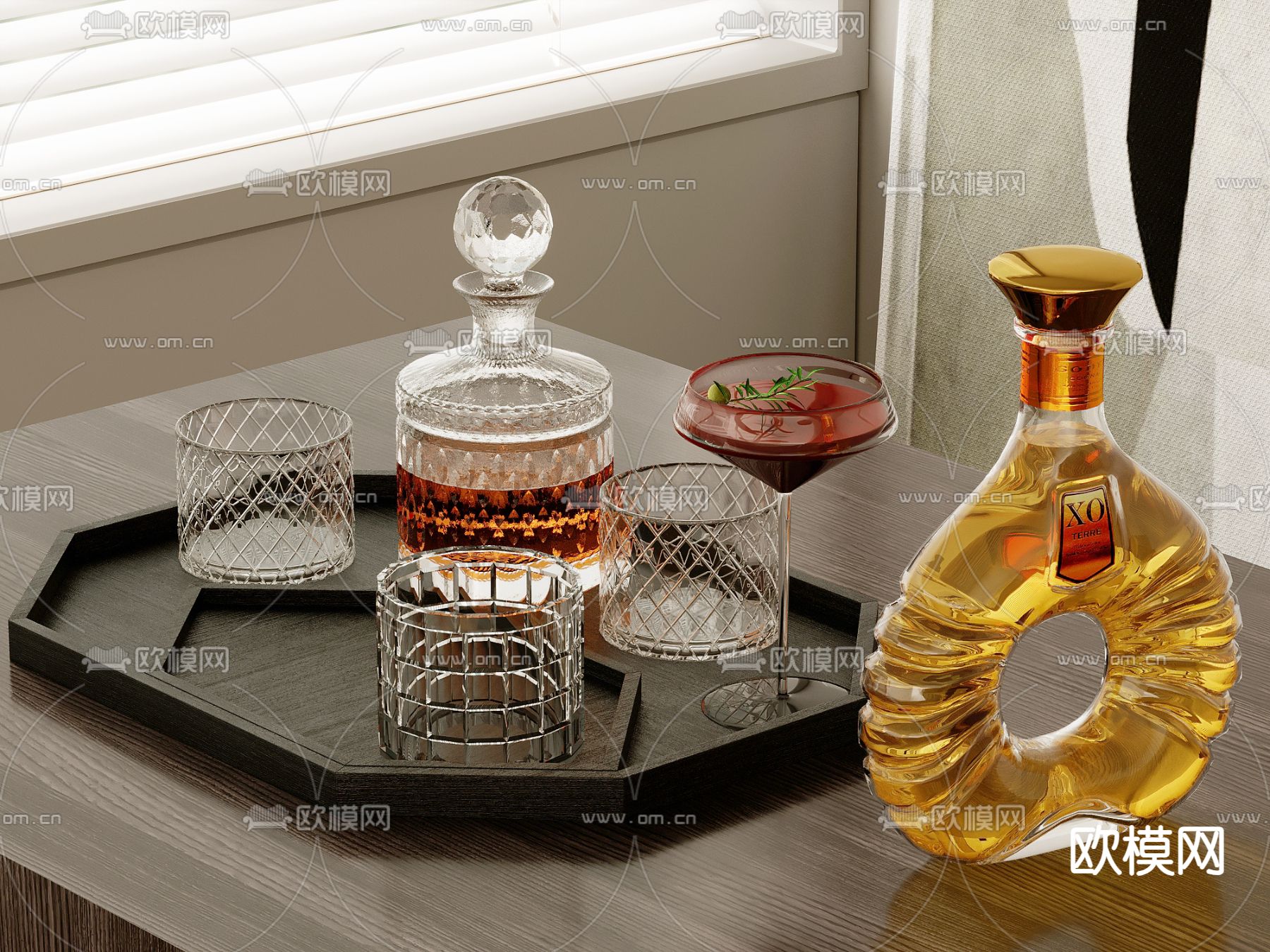 红酒 酒瓶 洋酒su模型下载（渲染图2）