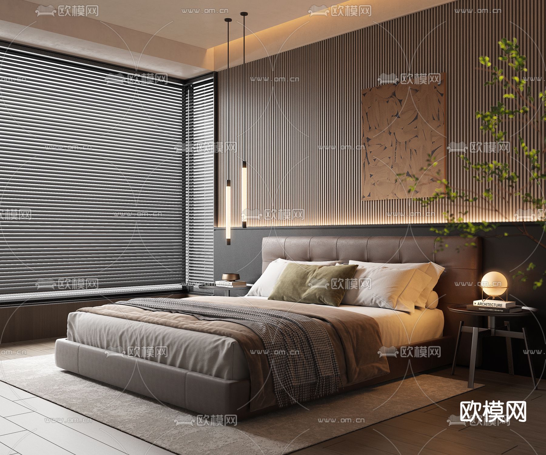 Minotti 双人床 卧室3d模型下载