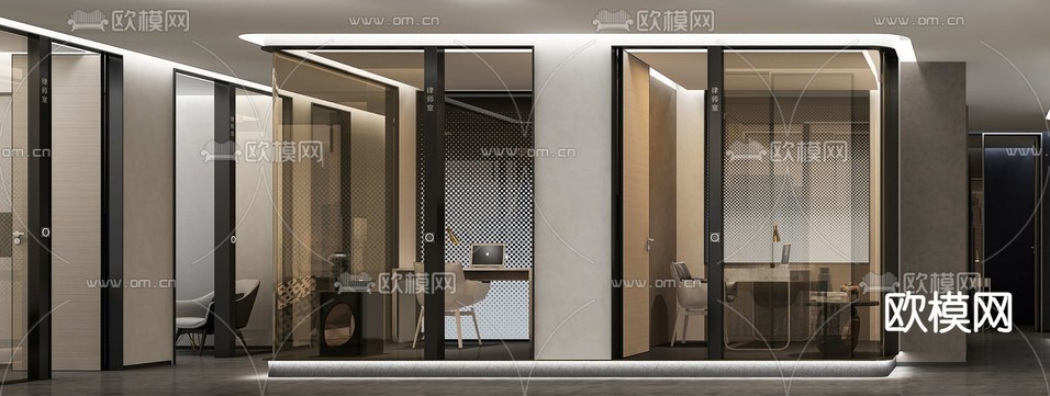 办公室过道 走廊3d模型下载(渲染图1)