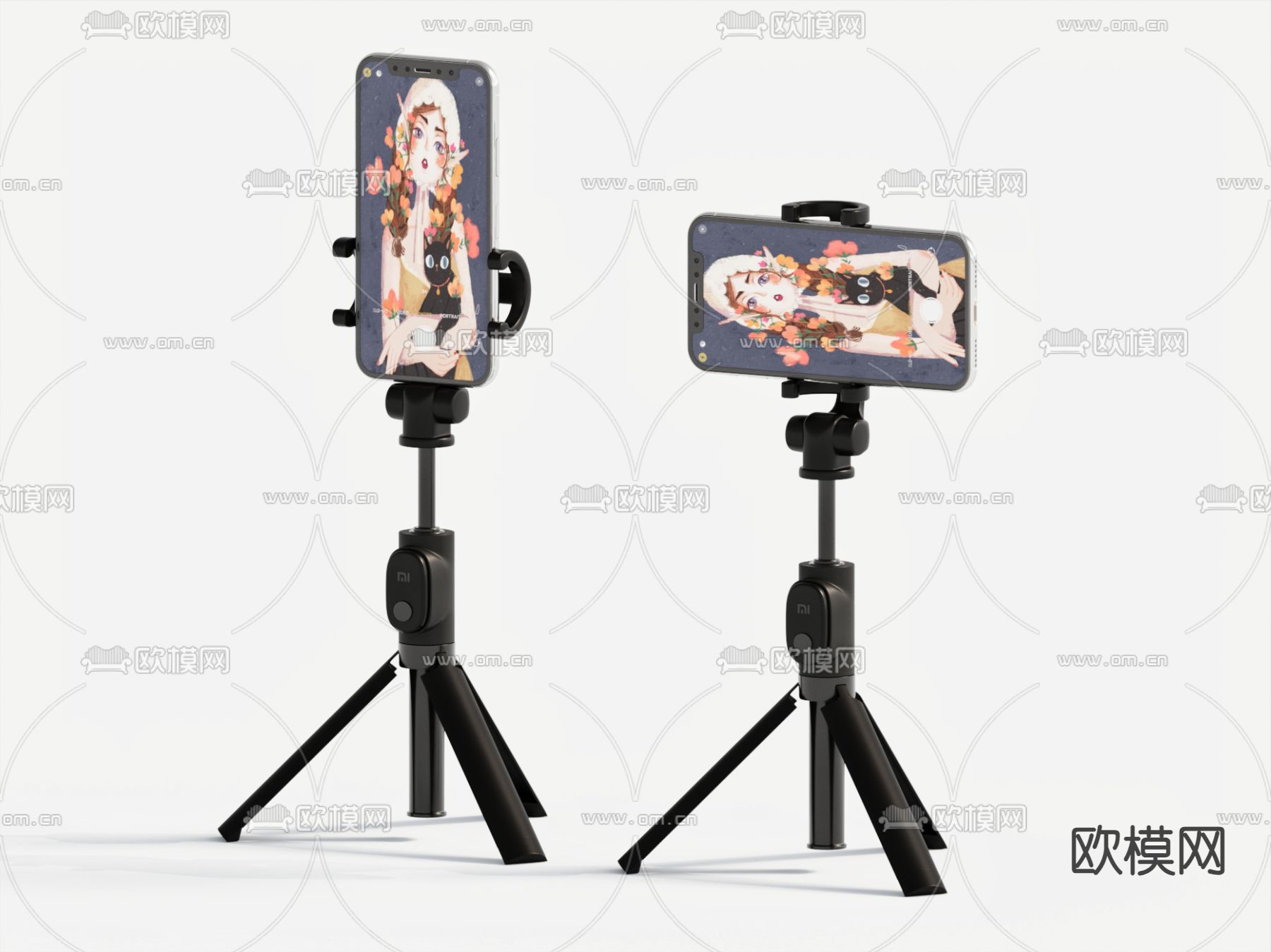 现代立式手机架 直播架su模型下载（渲染图2）