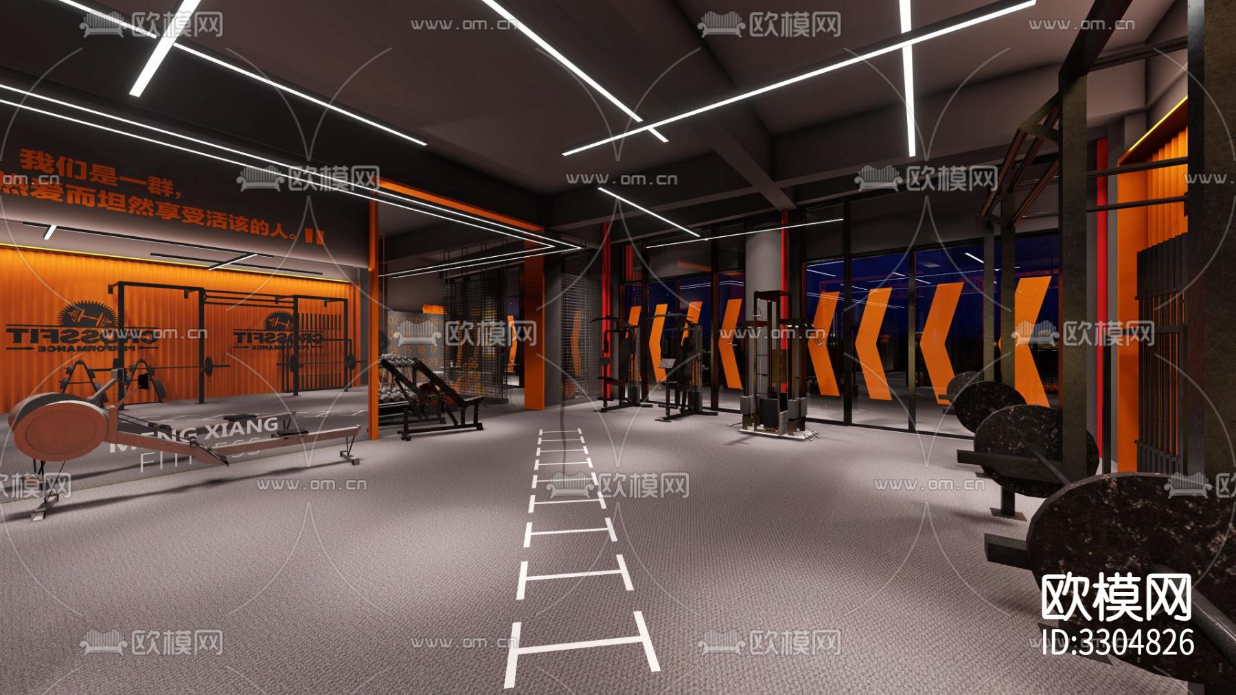 健身房CAD施工图下载（渲染图2）