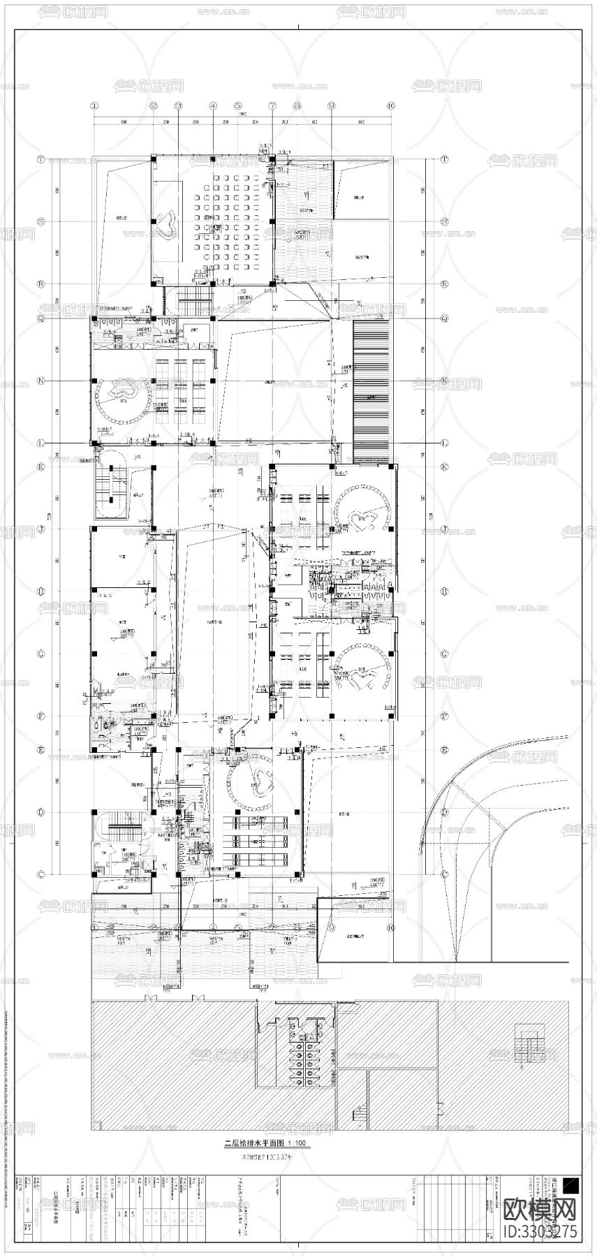 幼儿园给排水图CAD施工图下载（渲染图7）