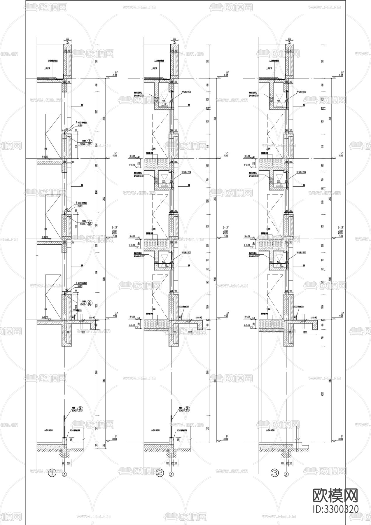 中学12层学生宿舍建筑cad施工图下载（渲染图1）