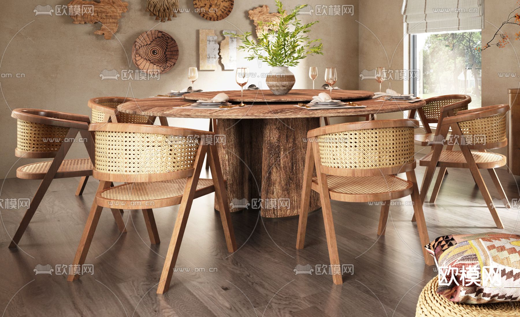 侘寂民宿 餐厅su模型下载（渲染图2）