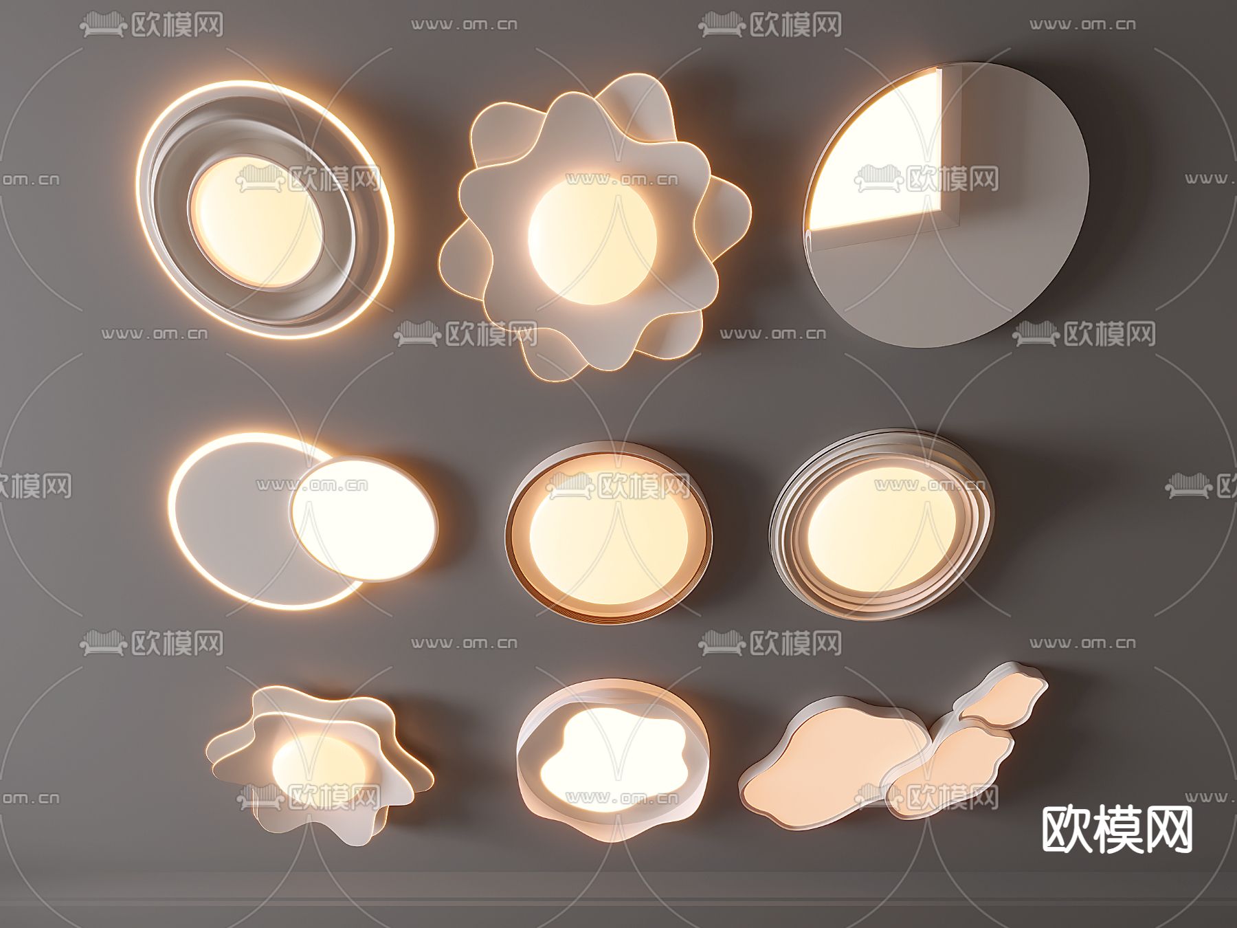 奶油风吸顶灯 花朵吸顶灯3d模型下载