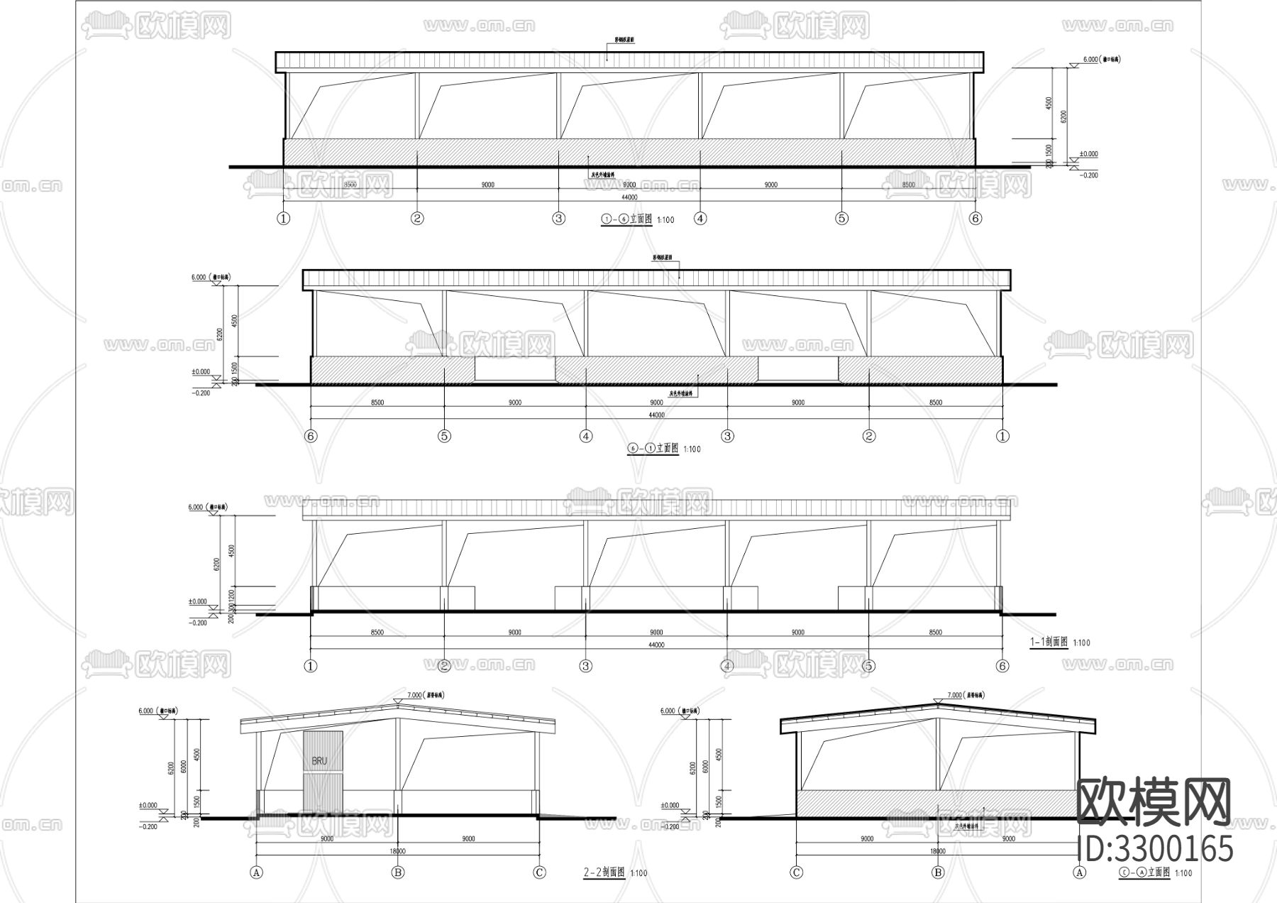 牛场改扩建项目建筑cad施工图下载（渲染图1）