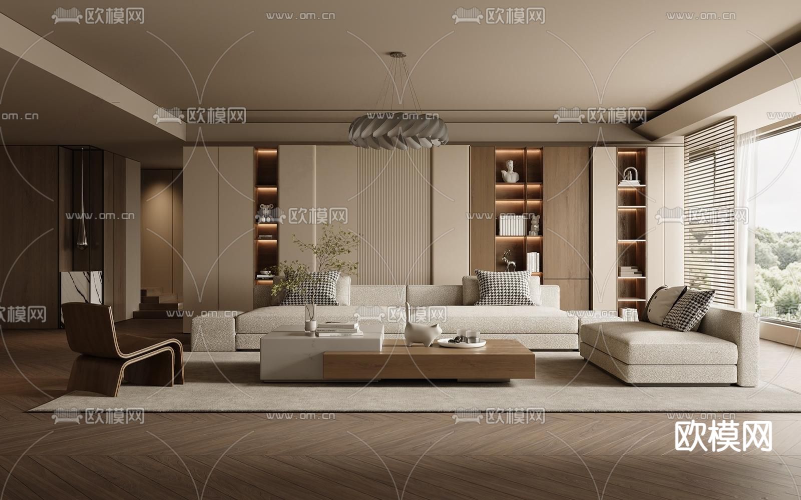 侘寂客厅3d模型下载