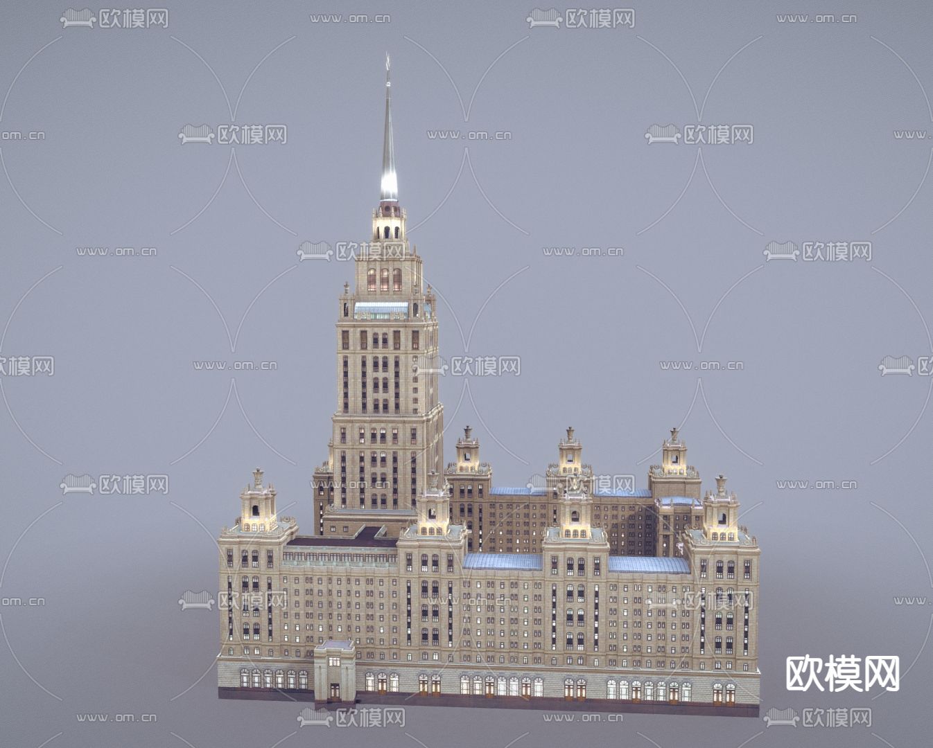 丽笙皇家酒店 单体建筑3d模型下载（渲染图2）