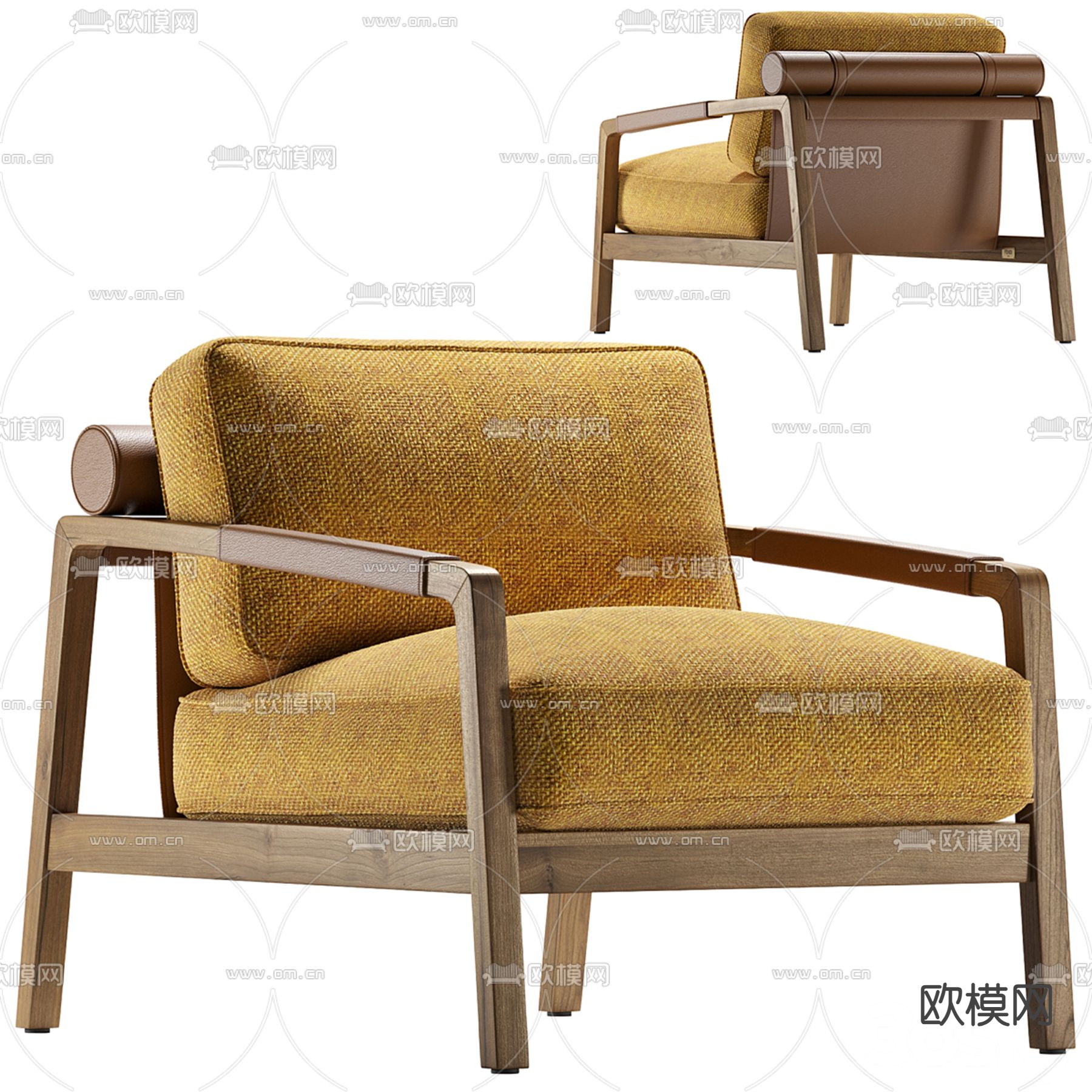 Fendi沙发椅 休闲椅3d模型下载（渲染图1）