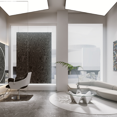  美发店 理发店su模型 