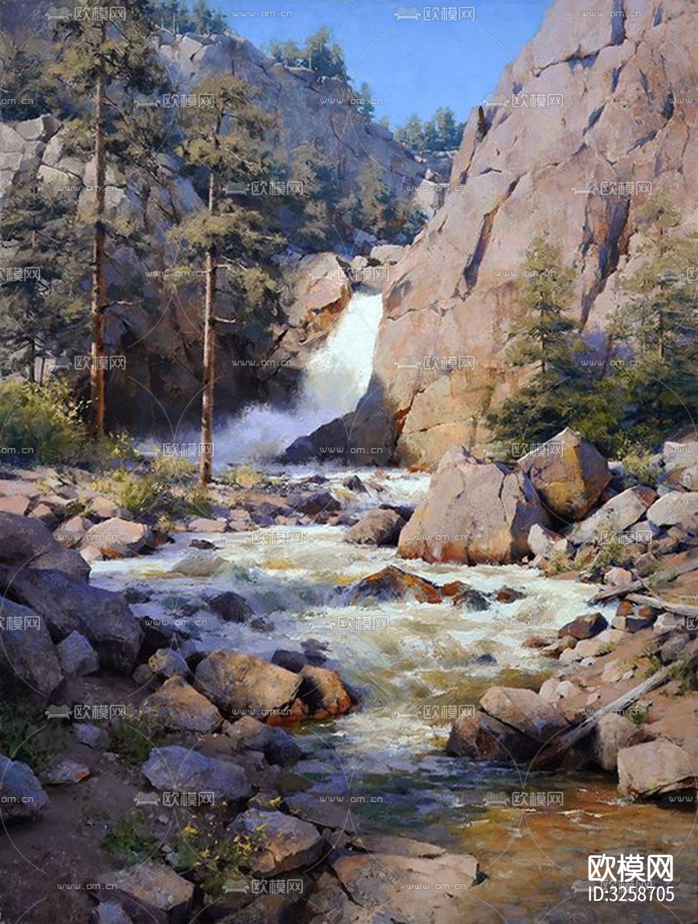 欧式建筑风景油画挂画贴图下载（渲染图5）