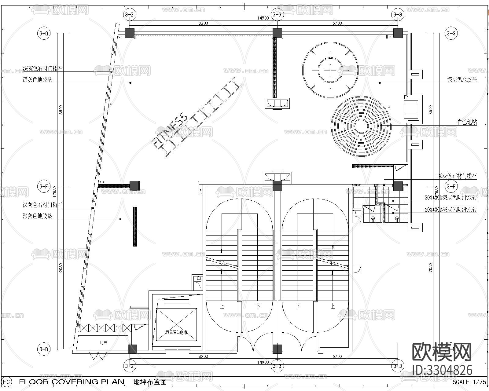 健身房CAD施工图下载（渲染图6）