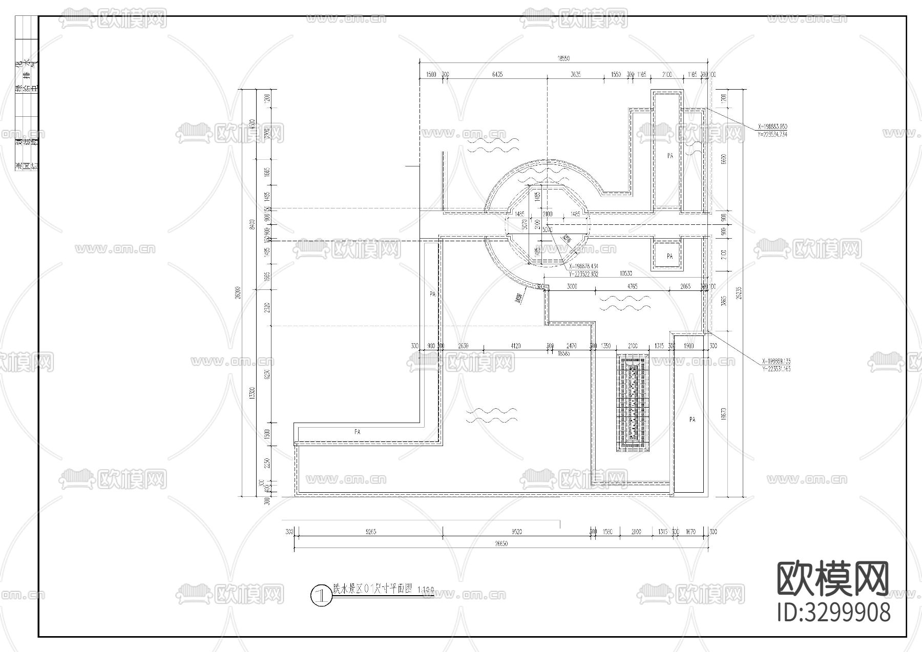 跌水景墙cad施工图下载（渲染图2）