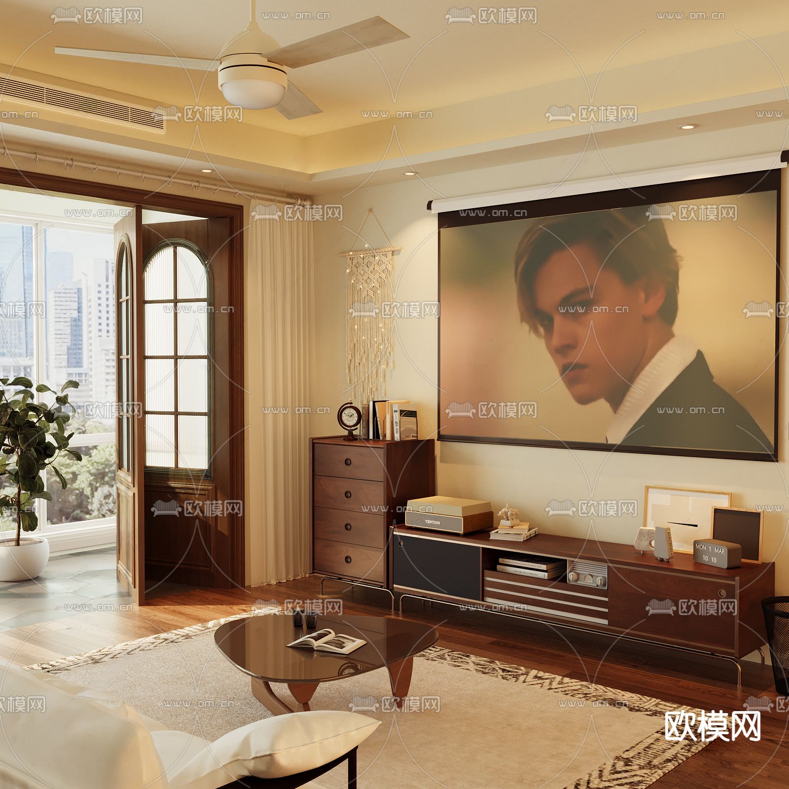 美式客厅3d模型下载