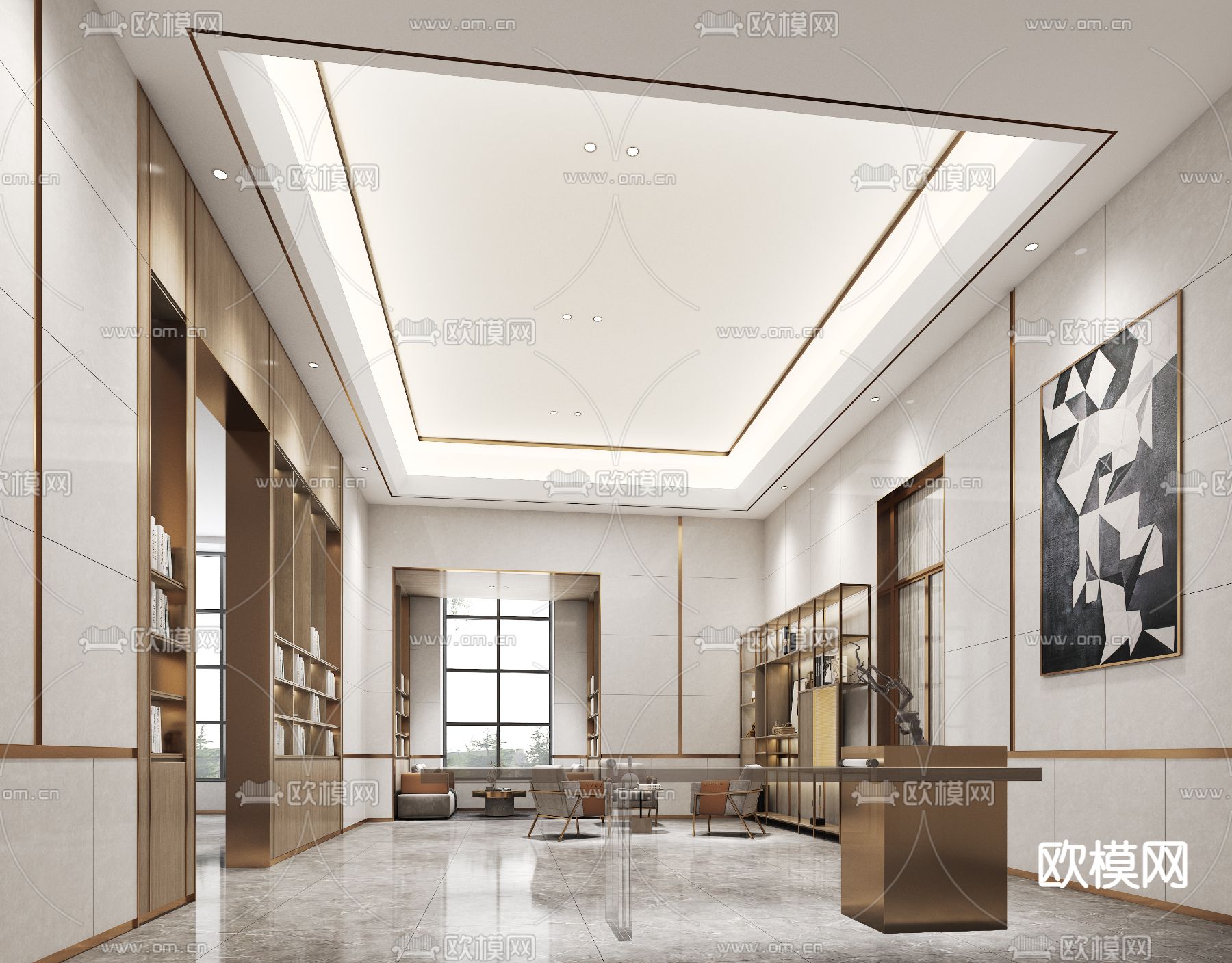 现代休息区3d模型下载