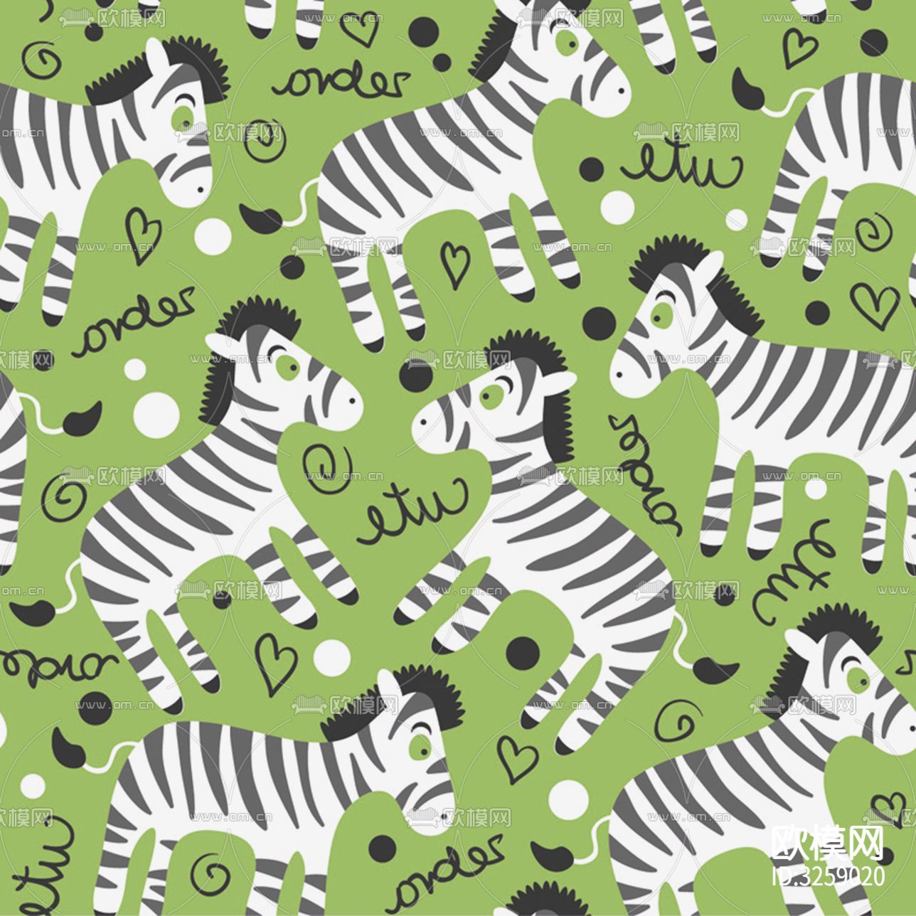 儿童房卡通壁纸贴图下载（渲染图3）