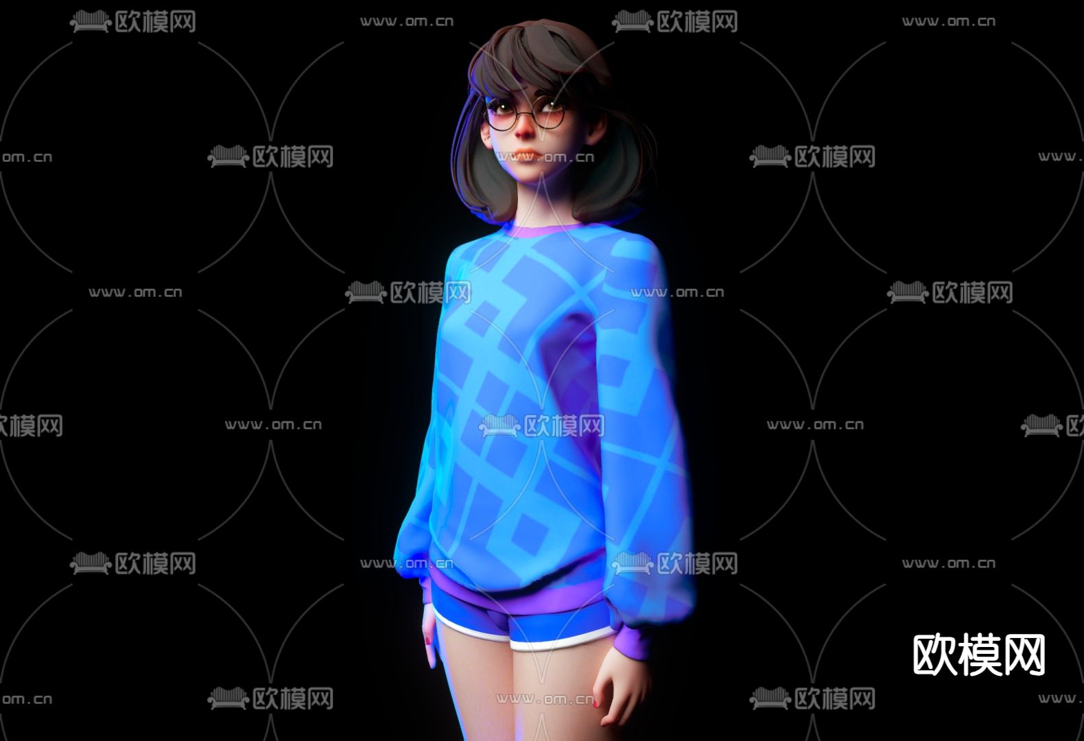 气质女孩 虚拟人物 站姿少女3d模型下载（渲染图1）