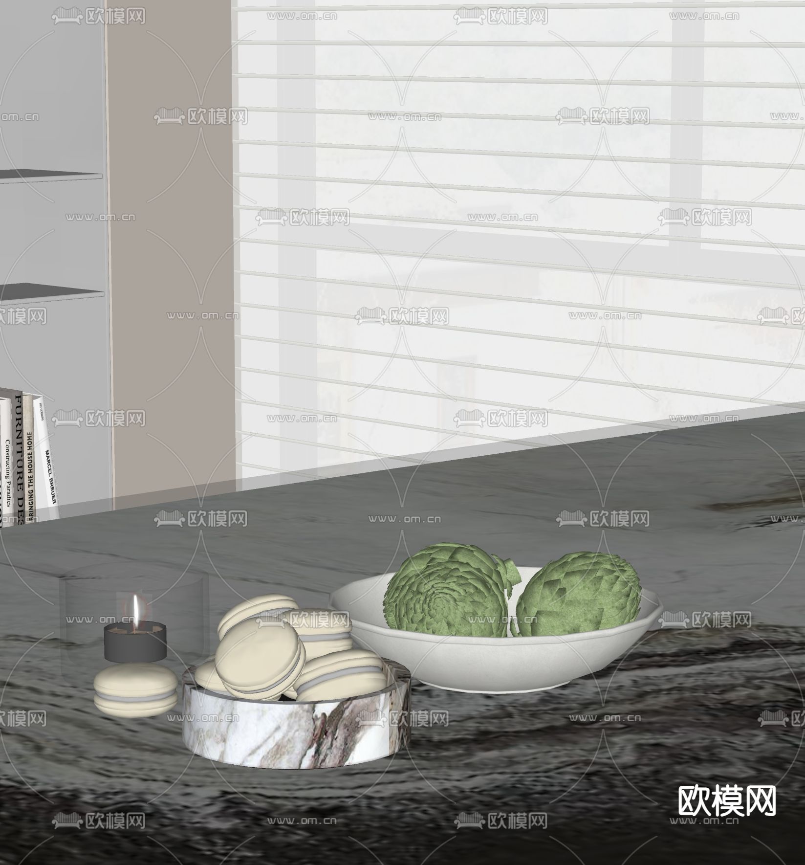 食物 蜡烛 摆件 甜品su模型下载（渲染图1）