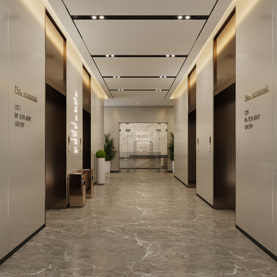  现代电梯间su模型 