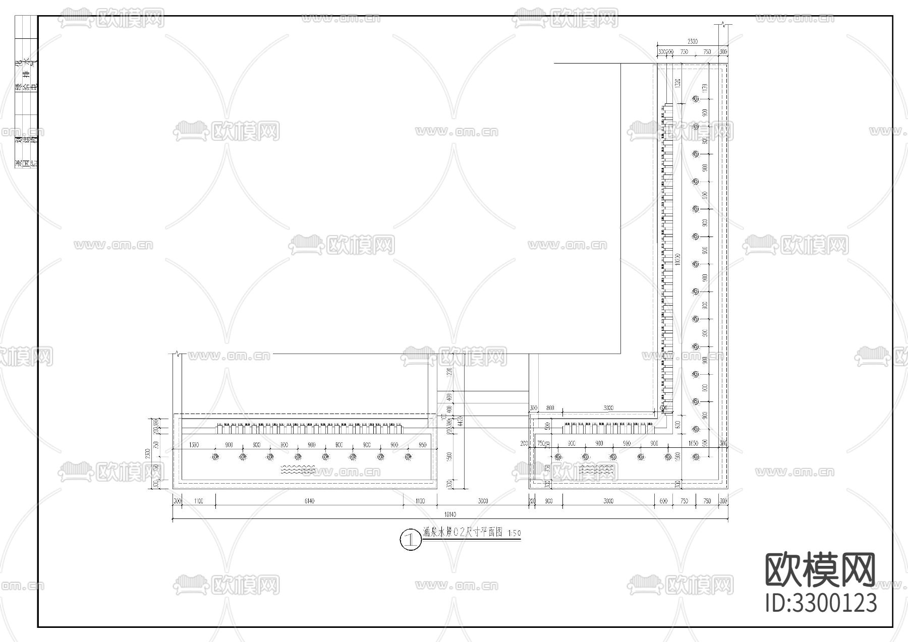 涌泉水景cad大样图下载（渲染图3）