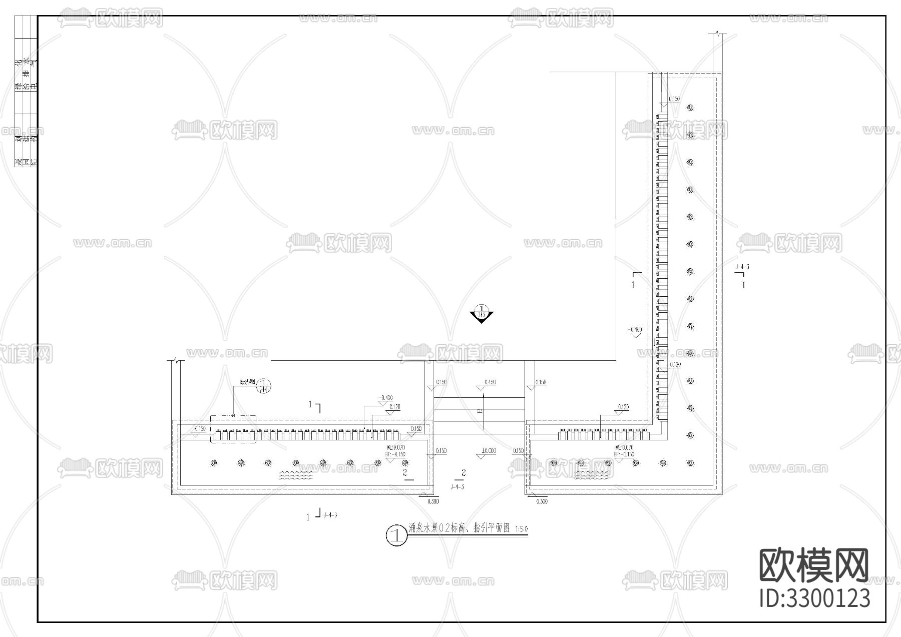 涌泉水景cad大样图下载（渲染图1）