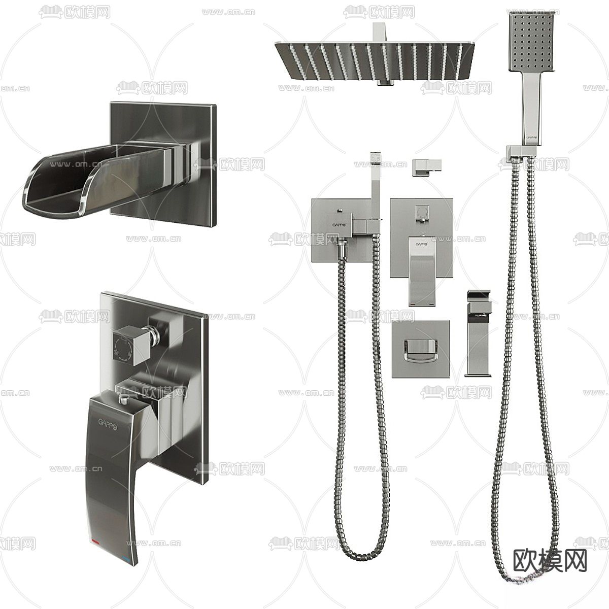 Gappo 水龙头 花洒 喷头3d模型下载（渲染图1）