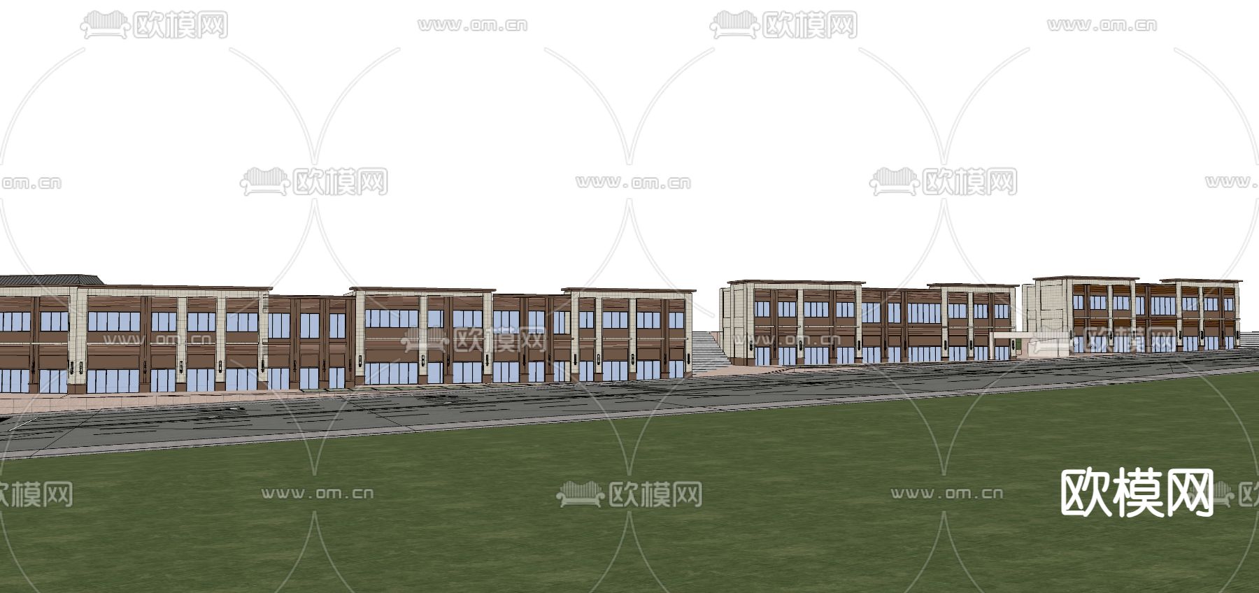 现代商业街su模型下载（渲染图3）