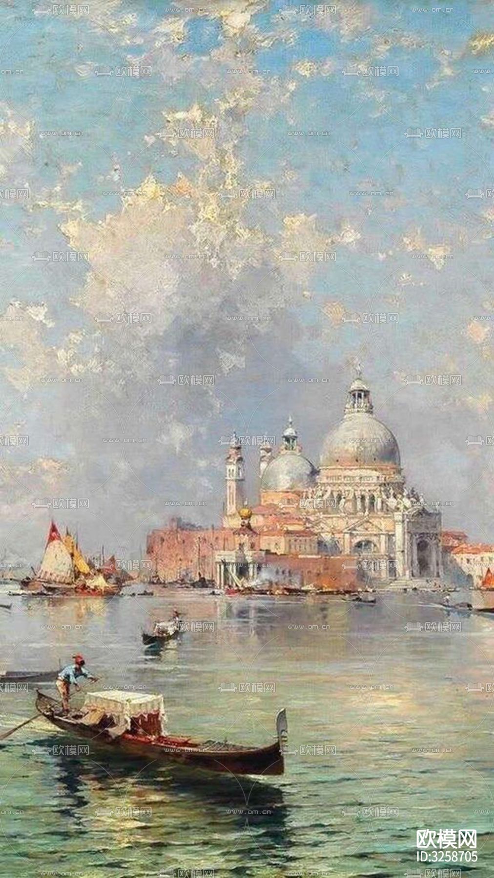 欧式建筑风景油画挂画贴图下载（渲染图6）