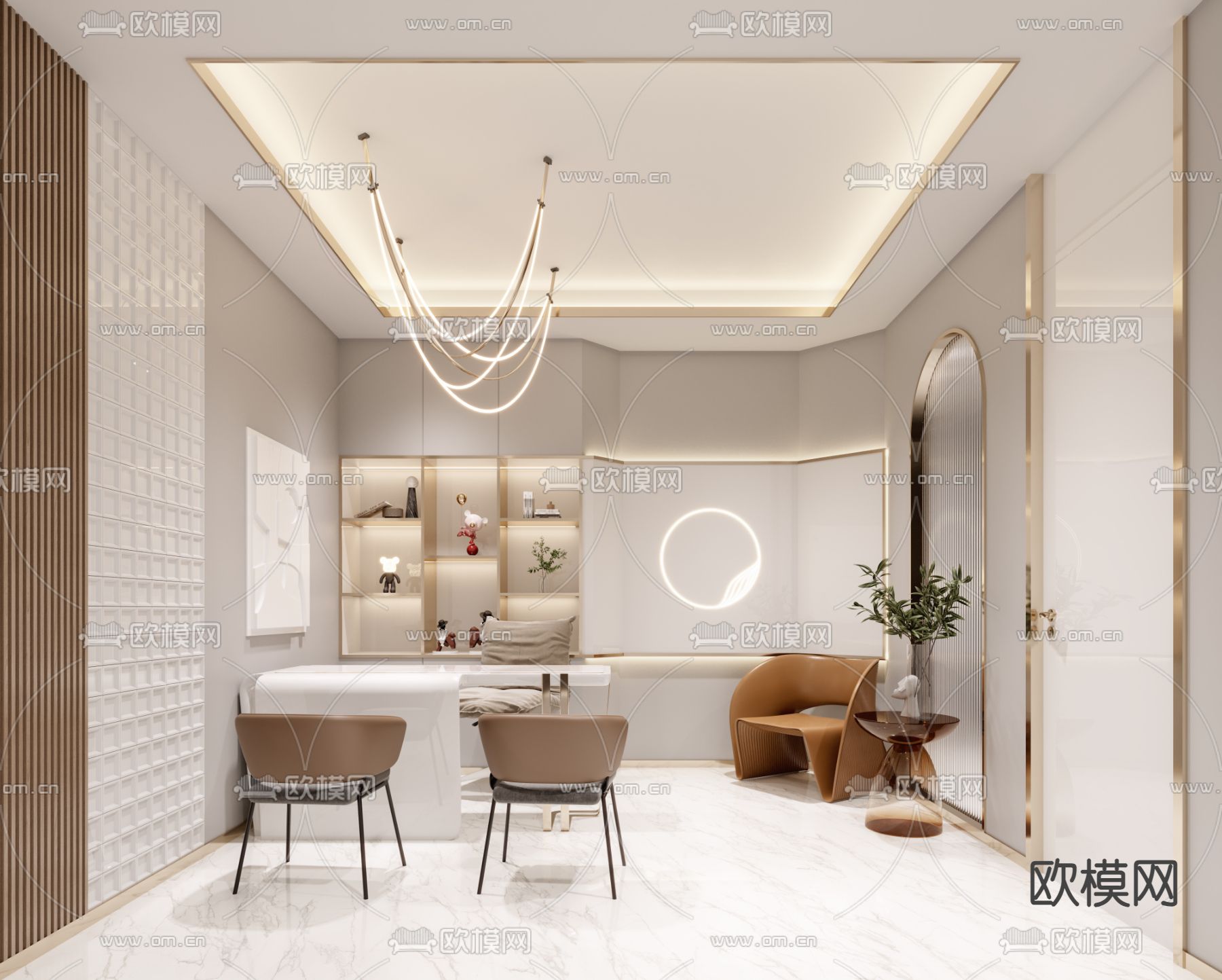 轻奢美容院 咨询室3d模型下载