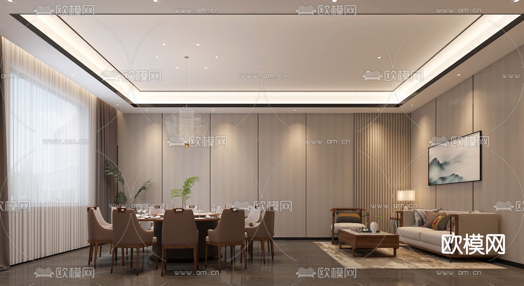 中式餐厅 包房3d模型下载