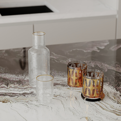  水杯 冰块 玻璃瓶su模型 