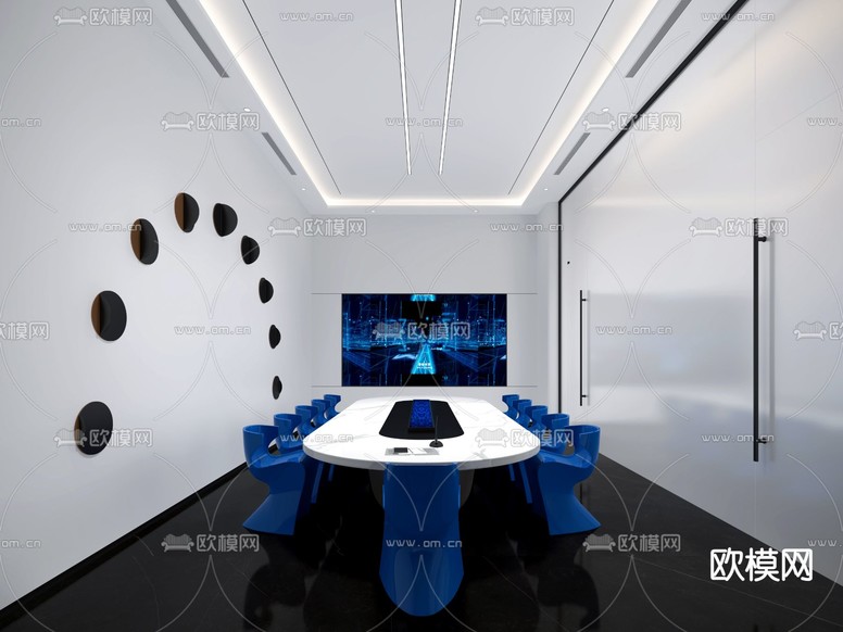 现代办公室 会议室3d模型下载(渲染图1)