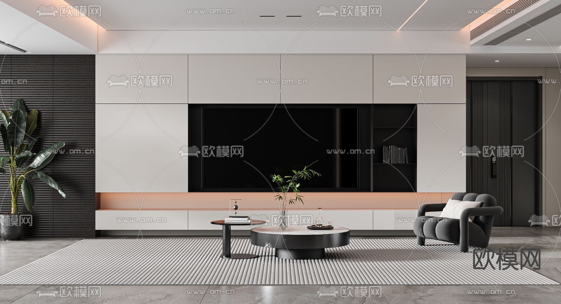 电视背景墙3d模型下载