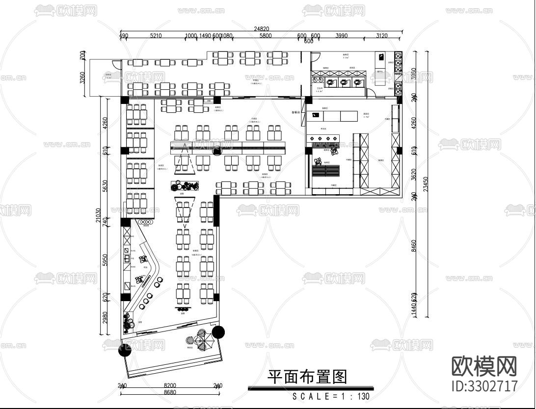 20套烧烤店烤肉店cad施工图下载（渲染图9）