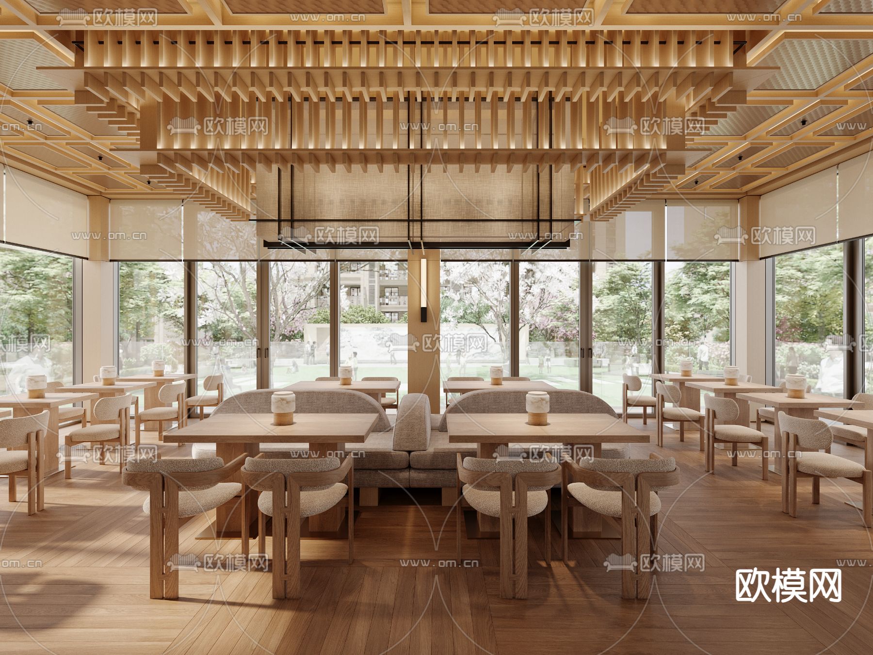 日式料理餐厅3d模型下载（渲染图3）