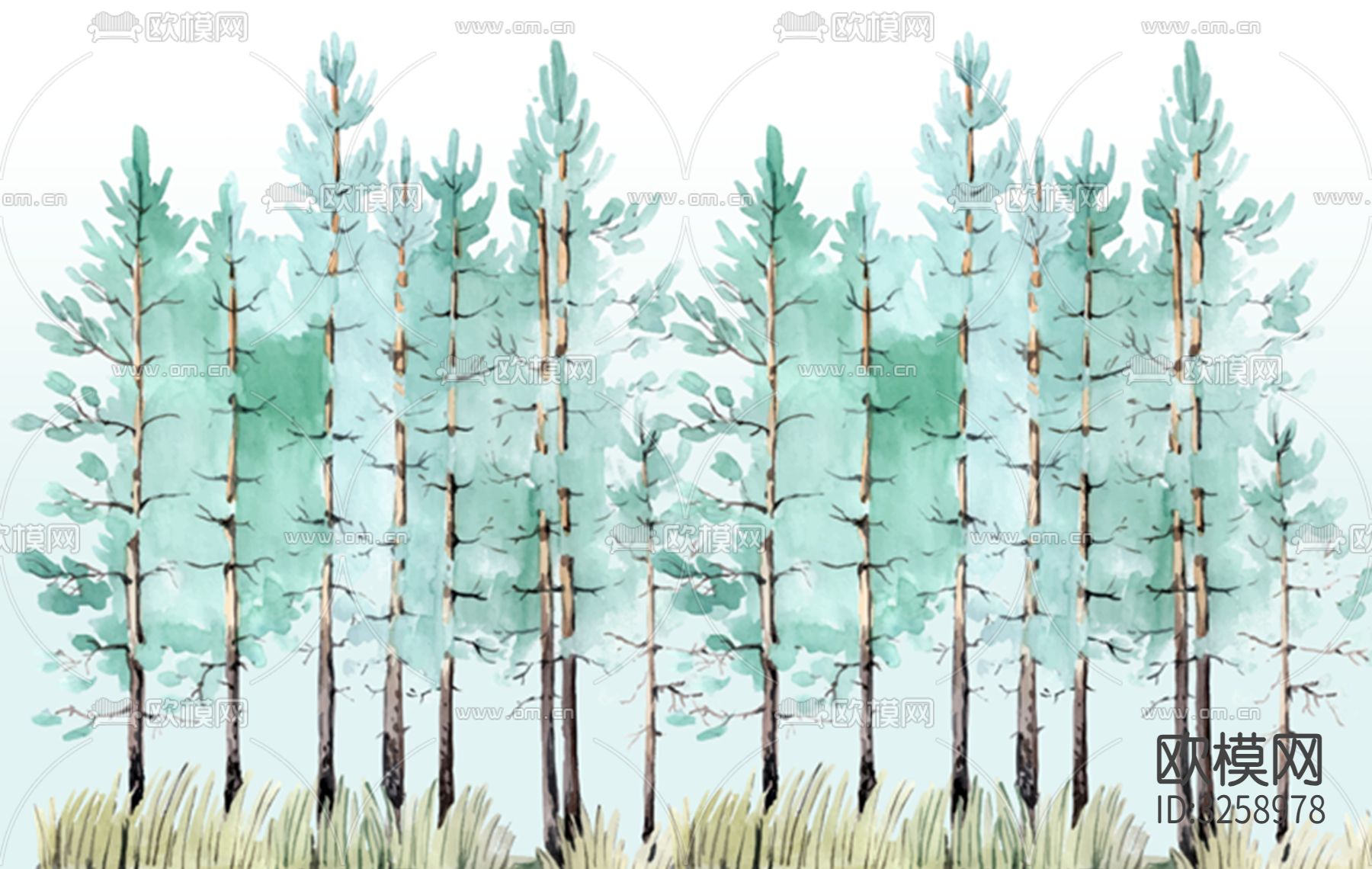 儿童房卡通壁纸贴图下载（渲染图6）