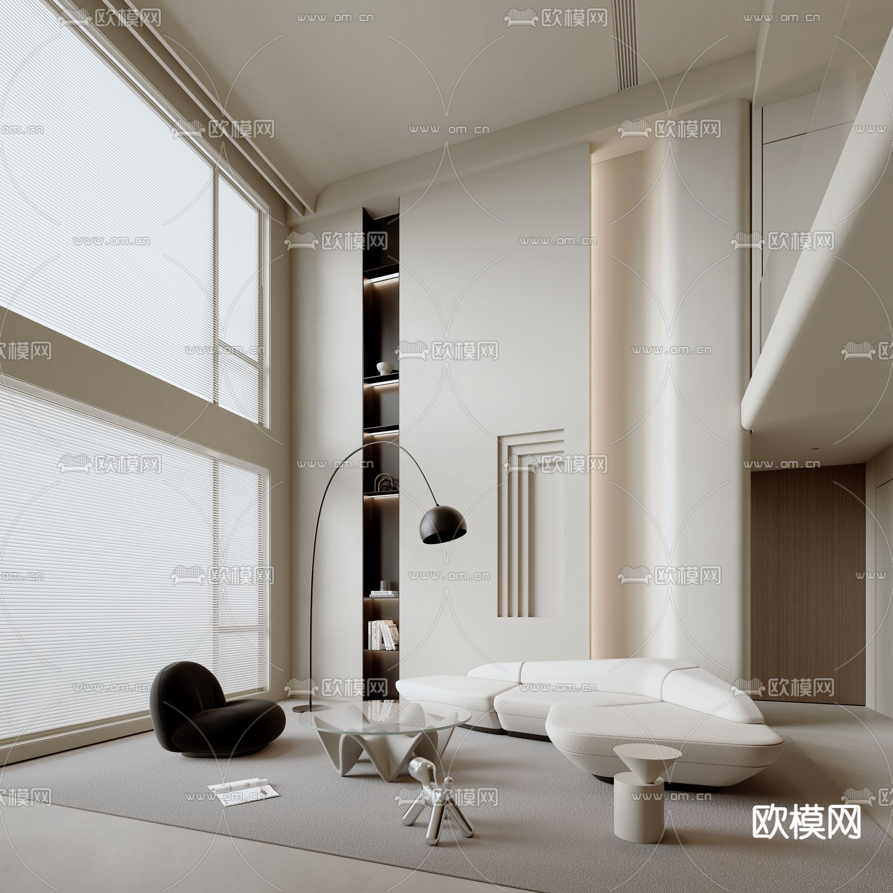 别墅客厅 别墅中空3d模型下载