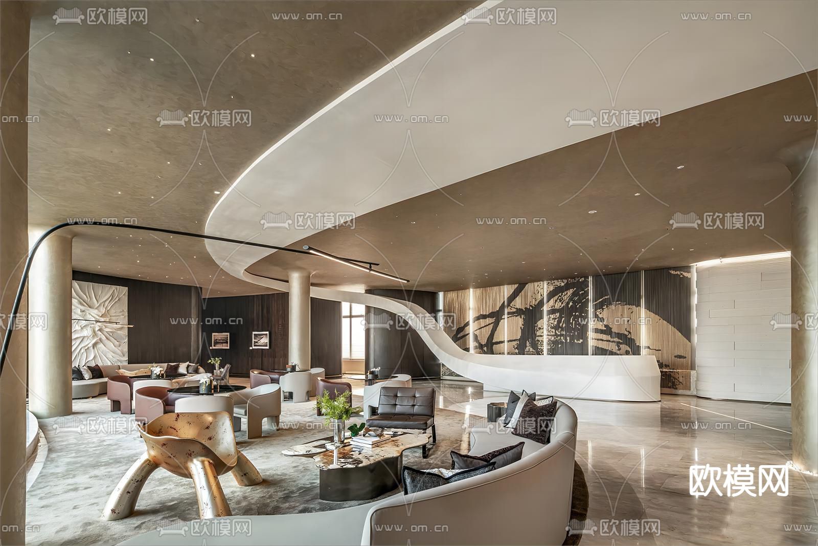 酒店大堂 休息区3d模型下载